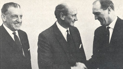 Jack Lynch with his predecessor, Sean Lemass, and George Colley, whom he had just defeated for the Fianna Fail leadership