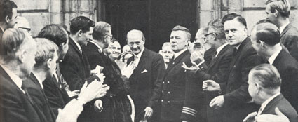 Lynch emerging from the Dail on his way to the President on November 10, 1966, having been voted Taoiseach